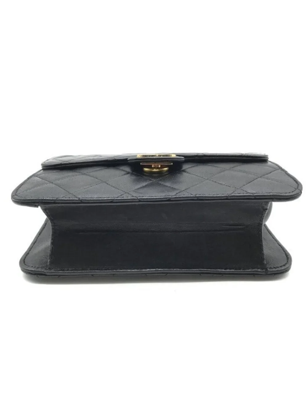 Chanel CC Logo Mini Quilted Lambskin Chain Shoulder Bag Black